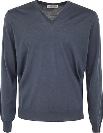 FILIPPO DE LAURENTIIS V-neck Truien - Heren - V-hals truien - Blauw - 3XL - Wol - Truien & Vesten