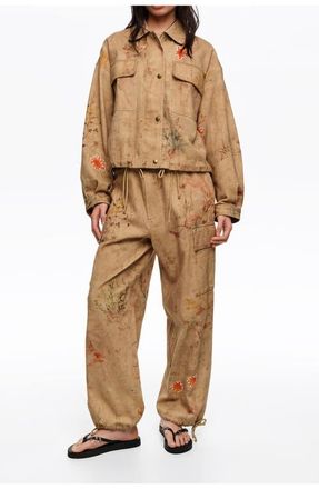 Bimba & Lola Cropped Jacket With Stitching And Patches in Underwater Garden at Nordstrom, Size X-Small