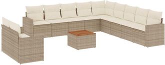 vidaXL Set De Sof&aacute;s De Jard&iacute;n 12 Pzas Y Cojines Rat&aacute;n Sint&eacute;tico Marr&oacute;n Vidaxl