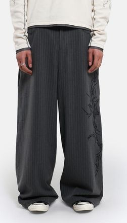 Jaded London Goliath Gothic Pinstripe Oversize Pants in Grey at Nordstrom, Size 32