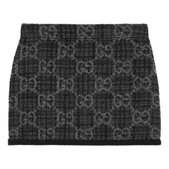 Gucci (WMNS) Gucci Tonal GG Tweed Skirt Dark Grey 774516-ZAPA4-1074