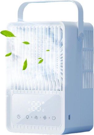 No Brand Enfriador De Aire Evaporativo De 600 Ml, Pantalla T&aacute;ctil, 3 Velocidades De Ventilador, Temporizador De 8 Horas, Luces Led De 7 Colores