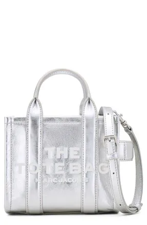 Marc Jacobs The Crossbody Metallic Leather Tote in Metallic Silver at Nordstrom