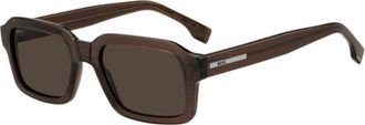 BOSS Brown acetate sunglasses with silver-tone logo insert