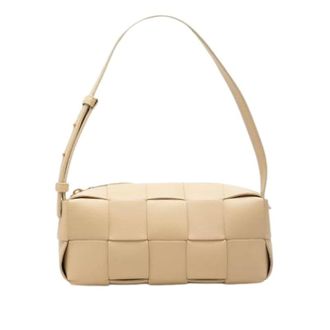 Bottega Veneta Pre-owned Woven Nappa Schoudertas - Dames - Pre-owned - Beige - Maat: ONE Size Zijde