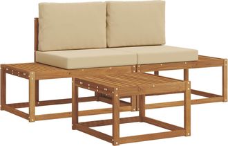 vidaXL Conjunto De Sof&aacute;s De Exterior 3 Uds. Natural Vidaxl
