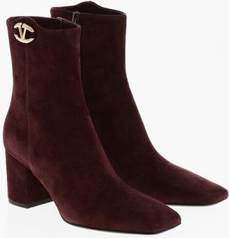 Valentino Squared Toe Suede Booties 7cm size 37,5
