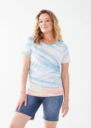 FDJ Sandra Short Sleeve Scoop Neck Knit Top In Wind