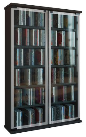 ebuy24 Ebuy24 - Vcm Cd Shelf Wood Gabinete De Cd Con Puertas De Vidrio De Seguridad Esg Para 300 Cd O 130 Dvds 72-videos Dimensiones: Al. 92 X An. 60 X P. 18