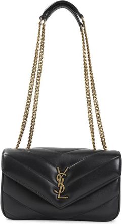 Saint Laurent Loulou Kleine Tas - Dames - Schoudertassen - Zwart - ONE Size - Katoen - Tassen