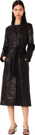 Maje Long leather trench coat in Black at Nordstrom, Size 36 Eu