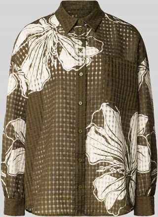 Essentiel Oversized Hemdbluse mit Hemdkragen Modell JORANGE in Oliv, Gr&ouml;&szlig;e L