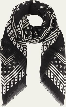 Dolce & Gabbana All-Over DG Print Silk & Cashmere Shawl