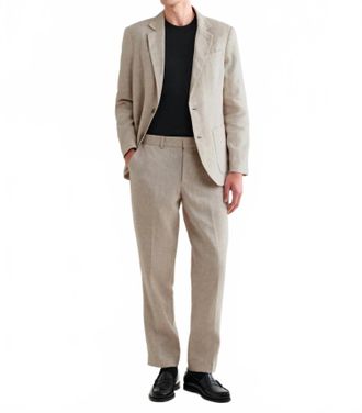 Wax London Fintry Linen Long Sleeve Blazer In Natural