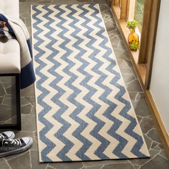 Safavieh Alfombra chevron de polipropileno azul/beige, 69 x 244 cm
