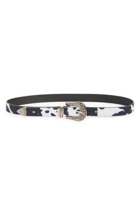 BP. Cow Print Buckle Belt in Black- White at Nordstrom, Size Medium