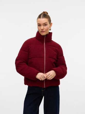 Vero Moda Steppjacke VERO MODA VMDEBRA SHORT JACKET GA ENT, Damen, Gr. XS, rot (syrah), Web, Obermaterial: 100% Polyester, unifarben, regular fit, elastischer B