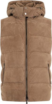 Moorer Gevulde Su&egrave;de Gilet - Heren - Bodywarmers - Bruin - M - Su&egrave;de - Jassen