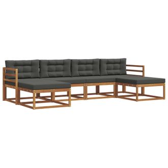 vidaXL Conjunto De Sof&aacute;s De Exterior 6 Pcs Natural Y Antracita Vidaxl