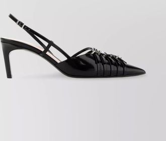 Gucci leather strappy kitten heel pumps