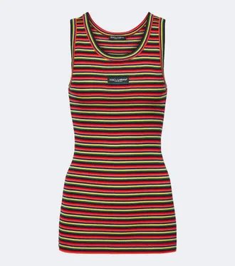 Dolce & Gabbana Knitted striped cotton tank top