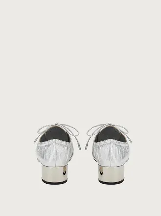 Ferragamo Lace-Up Lambskin Flat - Silver