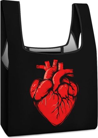 Generic Anatomical Heart Spreading Shopping Bag Reusable Grocery Tote Bag Foldable Handbag for Travel Picnic