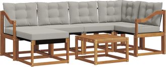 vidaXL Conjunto De Sof&aacute;s De Exterior 7 Uds. Gris Natural Y Claro Vidaxl
