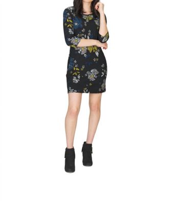 Papillon Floral Print Dress In Black