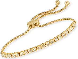 Ross-Simons Diamond Cluster Bolo Bracelet in 18kt Gold Over Sterling