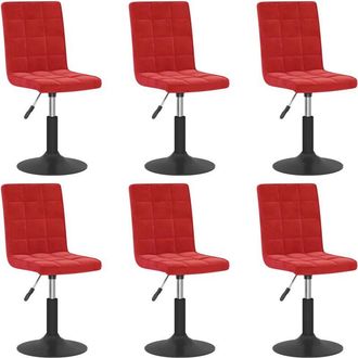 vidaXL Sillas De Comedor Giratorias 6 Uds Terciopelo Rojo Tinto Vidaxl