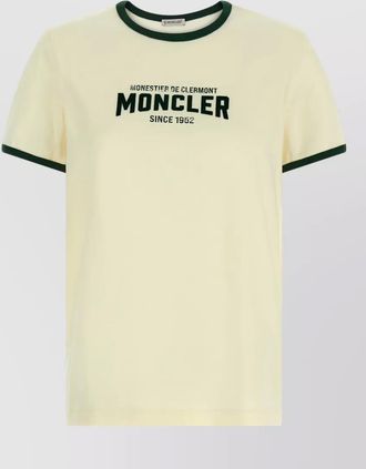 Moncler logo flocked t shirt contrast trim crewneck