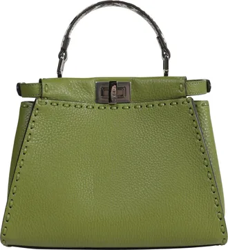 Fendi Mini Peekaboo Leather Top Handle Bag