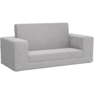 vidaXL Sof&aacute; Cama De Ni&ntilde;os 2 Plazas Felpa Suave Gris Claro Vidaxl