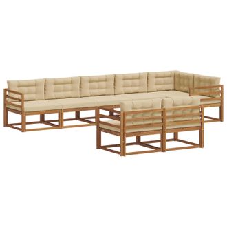 vidaXL Conjunto De Sof&aacute;s De Exterior Con Coj&iacute;n 8 Pcs Natural Y Beige Vidaxl