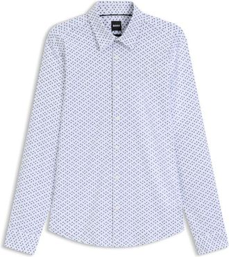 BOSS Slim-fit shirt in printed performance-stretch jersey
