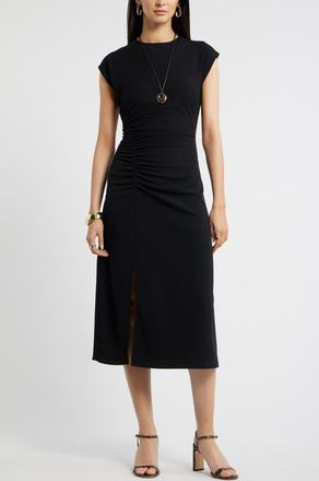 Nordstrom Side Ruched Knit Midi Dress in Black at Nordstrom, Size Xx-Small