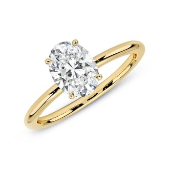 MAX + STONE 14k Yellow or White Gold 3 Carat Oval Cut Cubic Zirconia Engagement Ring