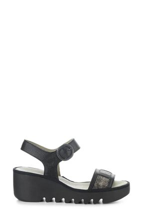 FLY London Womens Beik Sandal In Black/graphite