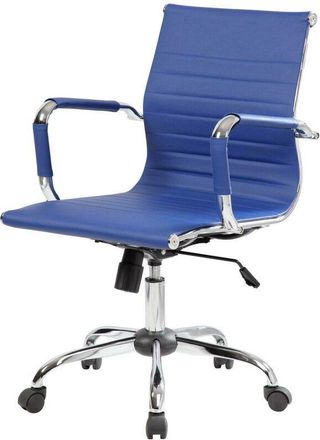Dmora Dmora - Silla De Oficina Dluis, Sill&oacute;n Ejecutivo Con Reposabrazos, Silla De Oficina Ergon&oacute;mica, Azul, 63x54h106/116 Cm