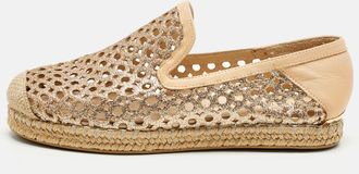 Stuart Weitzman Metallic Gold Leather Espadrille Flat