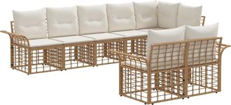 vidaXL Conjunto De Sof&aacute;s De Exterior 8 Uds. Natural Y Crema Vidaxl