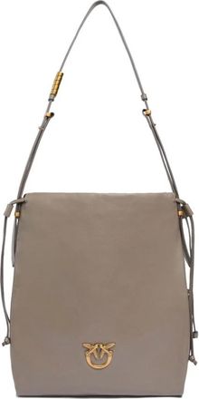 Pinko Love Birds Schoudertas in Grijs - Dames - Schoudertassen - Grijs - ONE Size - Leer - Tassen