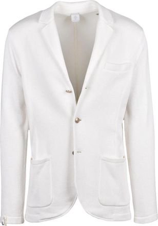 Eleventy White Knitted Cotton Blazer Jacket