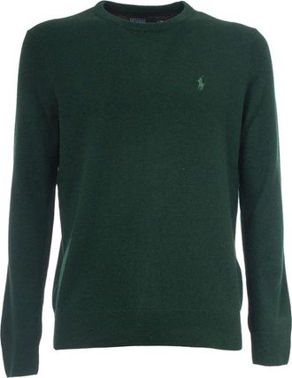 Polo Ralph Lauren Regular Fit Wollen Trui met Ronde Hals - Heren - Ronde hals truien - Groen - XL - Wol - Truien & Vesten