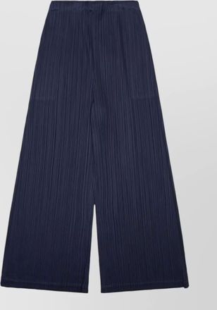Pleats Please Issey Miyake trousers elastic waistband pleated texture wide leg