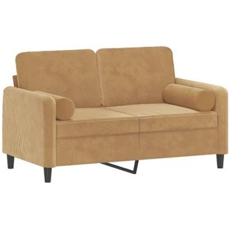 vidaXL Sof&aacute; De 2 Plazas Con Cojines Terciopelo Marr&oacute;n 120 Cm Vidaxl