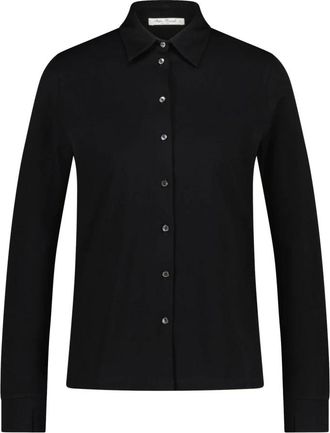 Stefan Brandt Katoenen Ada Blouse Geknoopte Overhemdkraag - Dames - Overhemden - Zwart - XS - Katoen - Overhemden