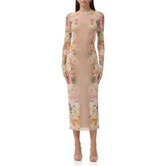 AFRM Ashland Long Sleeve Midi Dress in Honey Rose Frame at Nordstrom Rack, Size X-Large