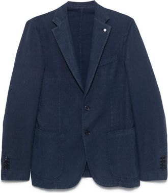 Luigi Bianchi Navy Blue Cotton Blazer